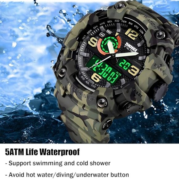 Men's Large Face Outdoor Sports Watches Military S-Shock Watch Waterproof- - Picture 3 of 5
